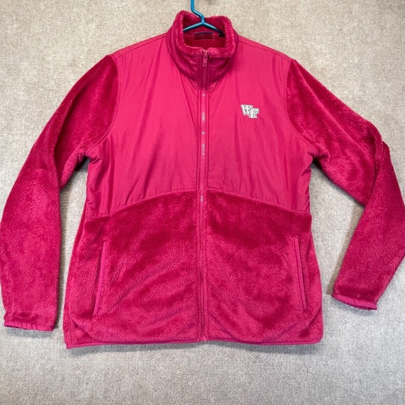 Wake Forest Deacs Fleece Sweater Jacket Women's 2XL Pink Champion Full Zip Mock - Picture 1 of 15
